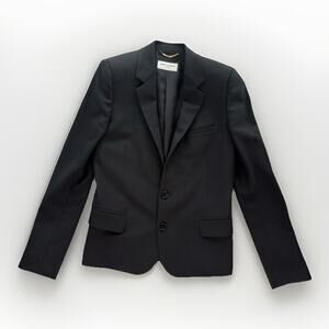 Saint Laurent Paris Black Virgin Wool Blazer Jacket 536029 Italy Women F34 US2